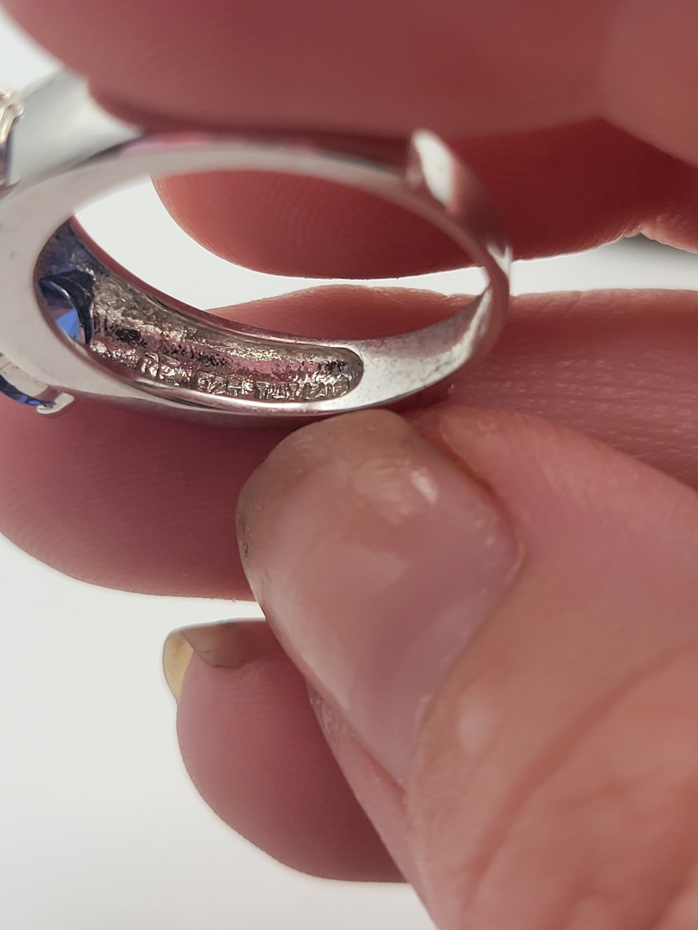 Sterling Silver Lab created Tanzanite 3 stone rings 6.75 - Picture 6 of 8